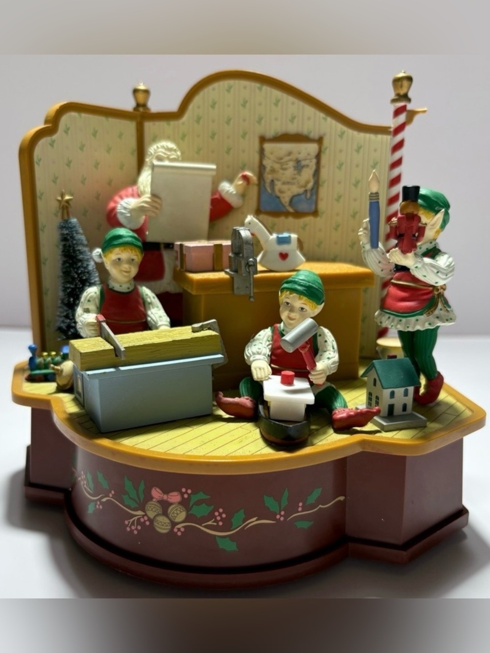 Vintage 1990 Santa & Elves Working in Santa’s Workshop Animated & Musical